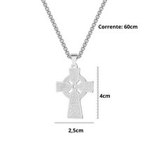 Carregar imagem no visualizador da galeria, COLAR CRUZ CELTA EM AÇO INOX ESTILO E FÉ - PRATA &amp; DOURADO